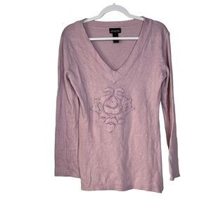 Athleta Vneck Sweater Size M Medium Light Purple Rabbit Hair Blend.